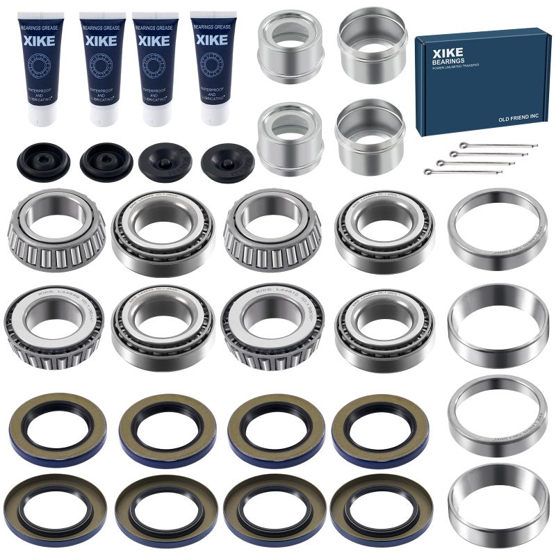 XiKe 4 Set Fits 1-1/16'' inch Axles Trailer Wheel Hub Kit, L44649 L44610 Bearings, 12192TB, 15192TB /34823, 10-60 Seal, OD 1.98'' Dust Cover and Cotter Pin. - Image 2